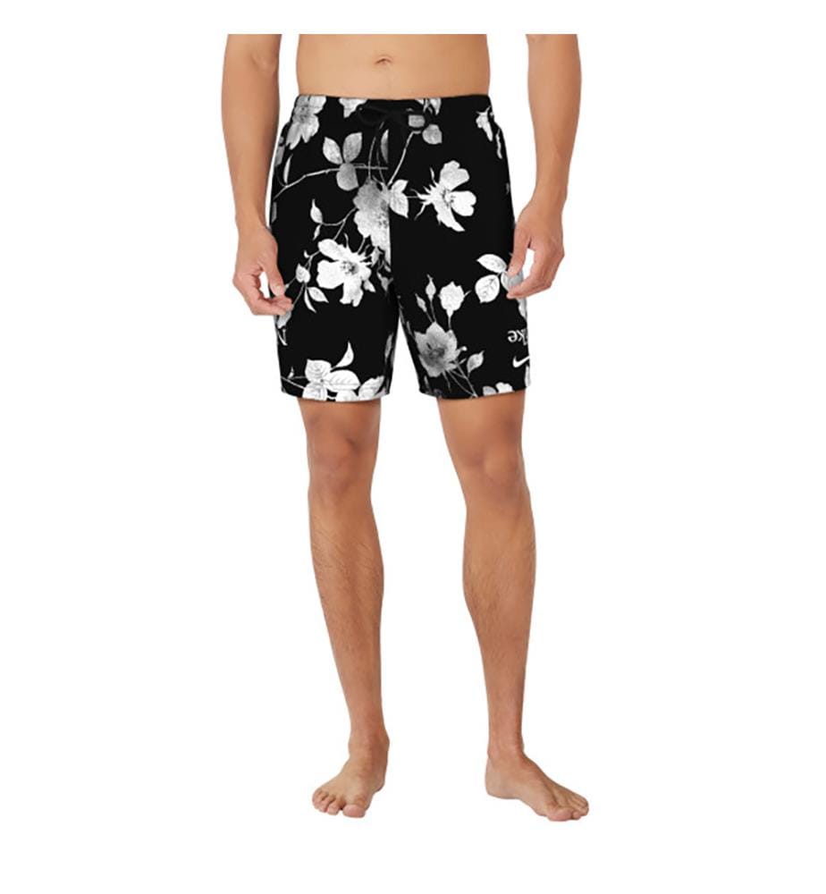Boxer da bagno Fine Floral Uomo 7" Volley - Nero