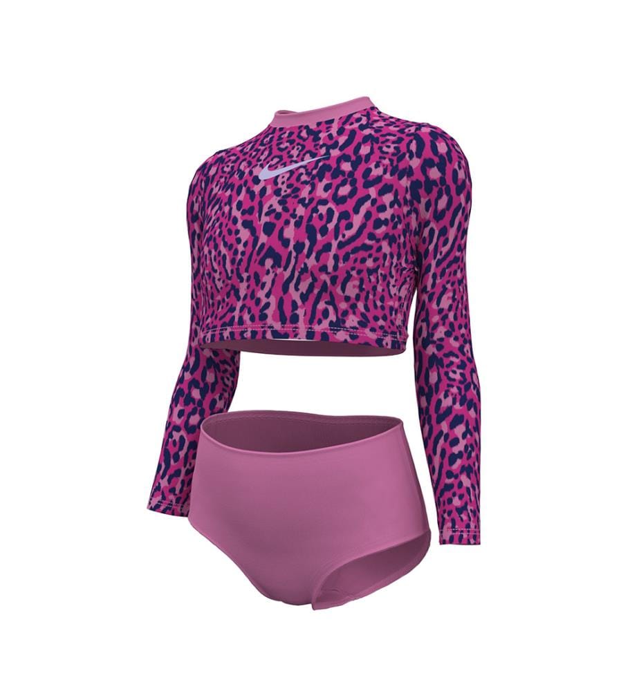 Wild Long Sleeve Crop Top & High Waist - Fierce Pink