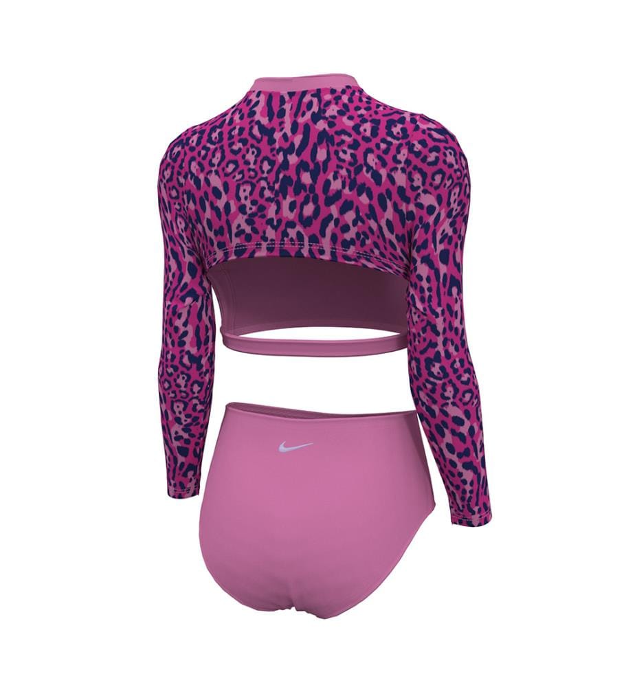 Wild Long Sleeve Crop Top & High Waist - Fierce Pink