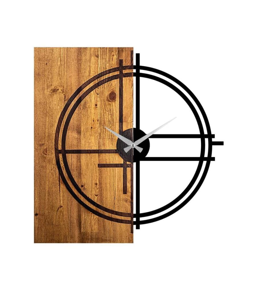 Dekorative Wanduhr aus Holz, heller Walnussbaum, - Schwarz, Holz