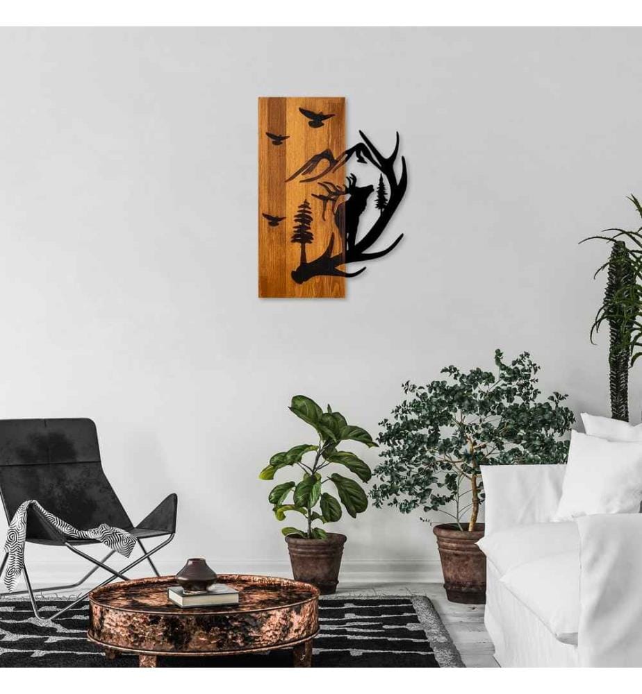 Wanddekoration – Nussbaum und Schwarz