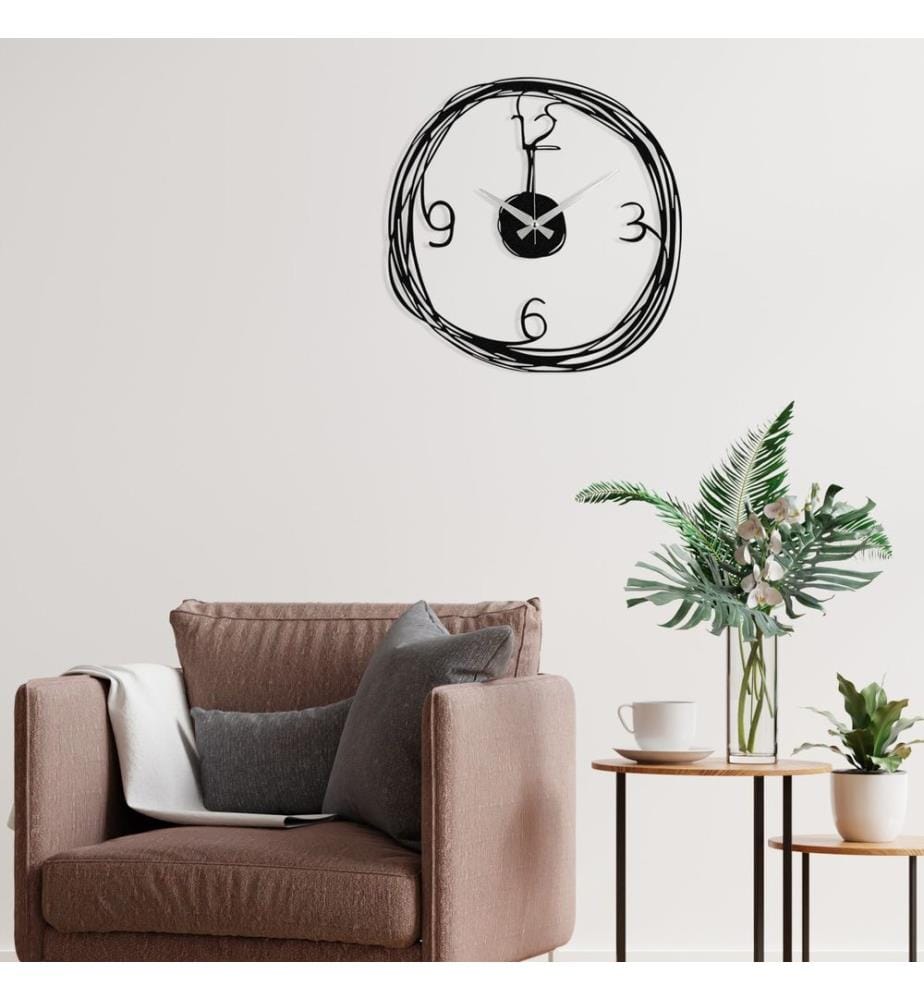 Dekorative Wanduhr aus Metall - Schwarz