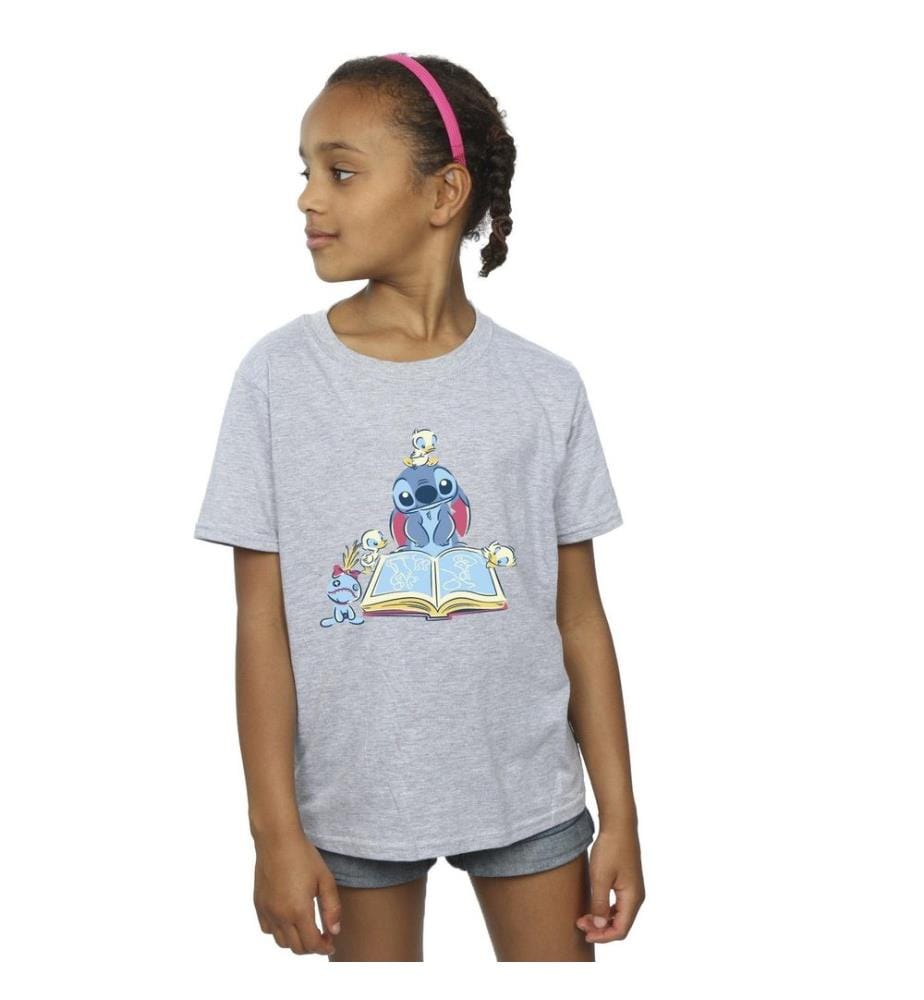 Disney Girls Lilo & Stitch Reading A Book Cotton T-Shirt