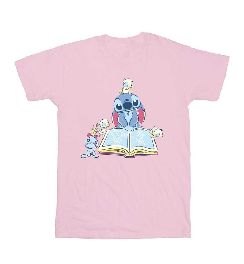 Disney Girls Lilo & Stitch Reading A Book Cotton T-Shirt