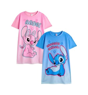 Lilo & Stitch Camicia da Notte Punto e Angelo Maniche Corte Ragazze Misura Confezione 2