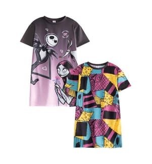 The Nightmare Before Christmas Camicia da Notte Maniche Corte Set Ragazze Misura Confezione 2