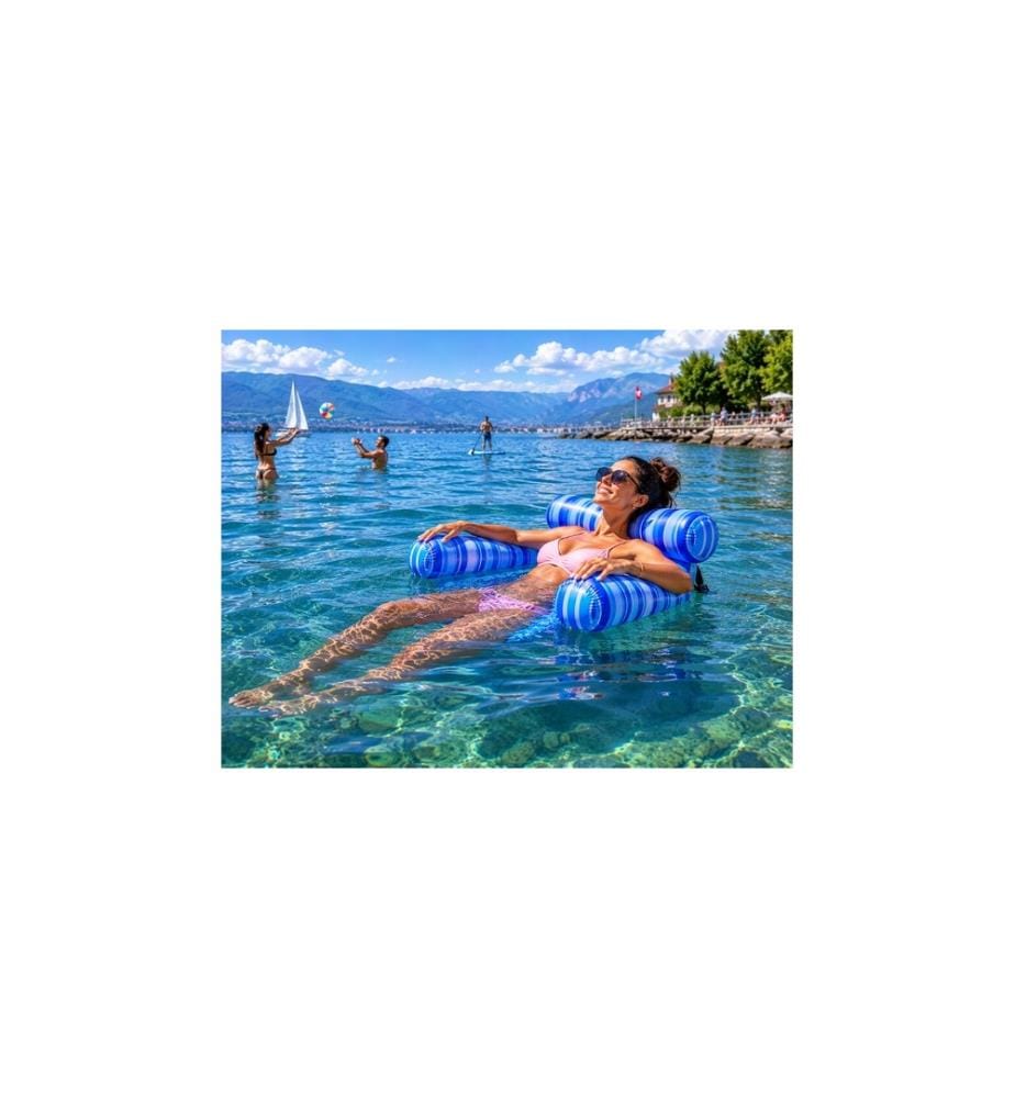 AquaLounge™-Schwimmstuhl mit Kopfstütze und Armlehnen – Blau
