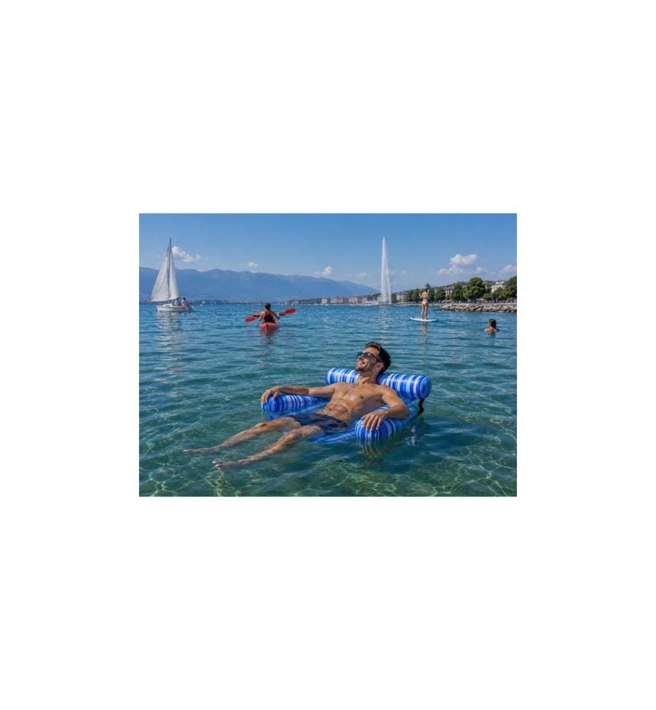 AquaLounge™-Schwimmstuhl mit Kopfstütze und Armlehnen – Blau
