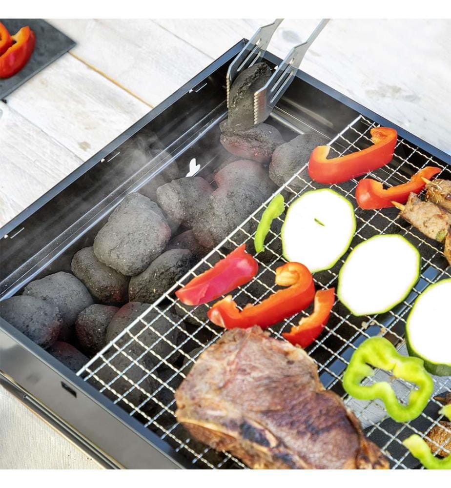 Klappbarer tragbarer Grill für die Verwendung mit Holzkohle BearBQ - Schwarz
