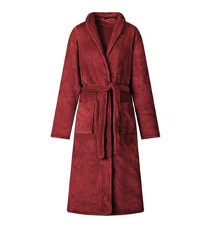 Bademantel ohne Kapuze Bordeauxrot S Flanell