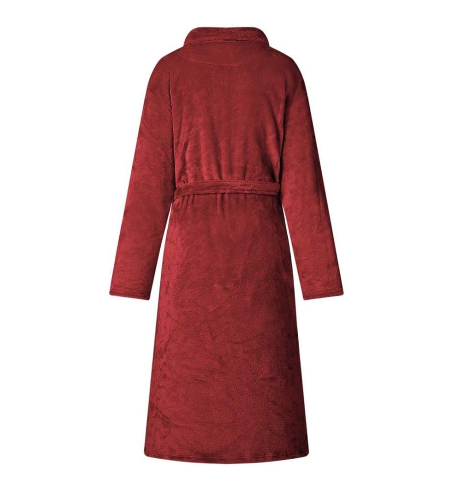 Bademantel ohne Kapuze Bordeauxrot S Flanell