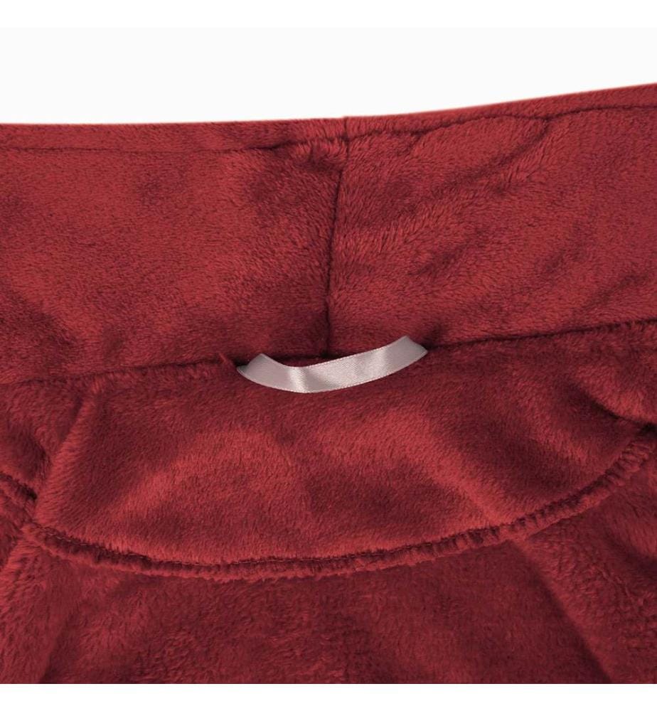 Bademantel ohne Kapuze Bordeauxrot S Flanell