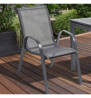 Set aus 6 stapelbaren Gartenstühlen - 180x90x73cm - Anthrazitgrau
