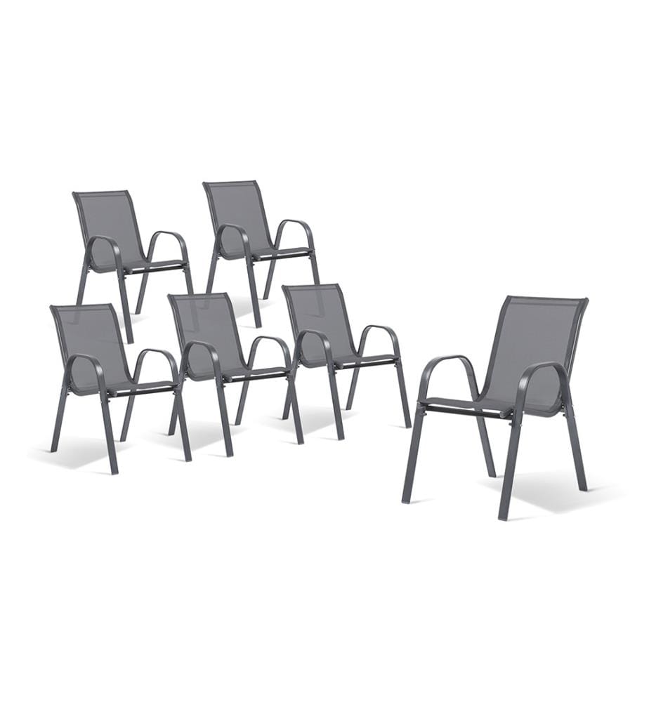 Set aus 6 stapelbaren Gartenstühlen - 180x90x73cm - Anthrazitgrau