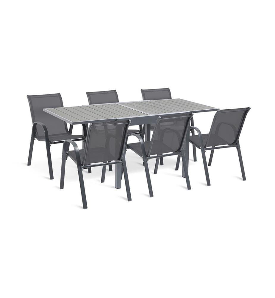 Ausziehbarer Gartentisch aus Polywood - 90-180 cm - Braun und Grau