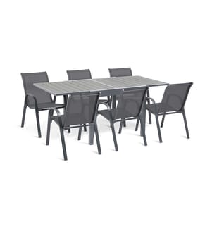 Ausziehbarer Gartentisch aus Polywood - 90-180 cm - Braun und Grau