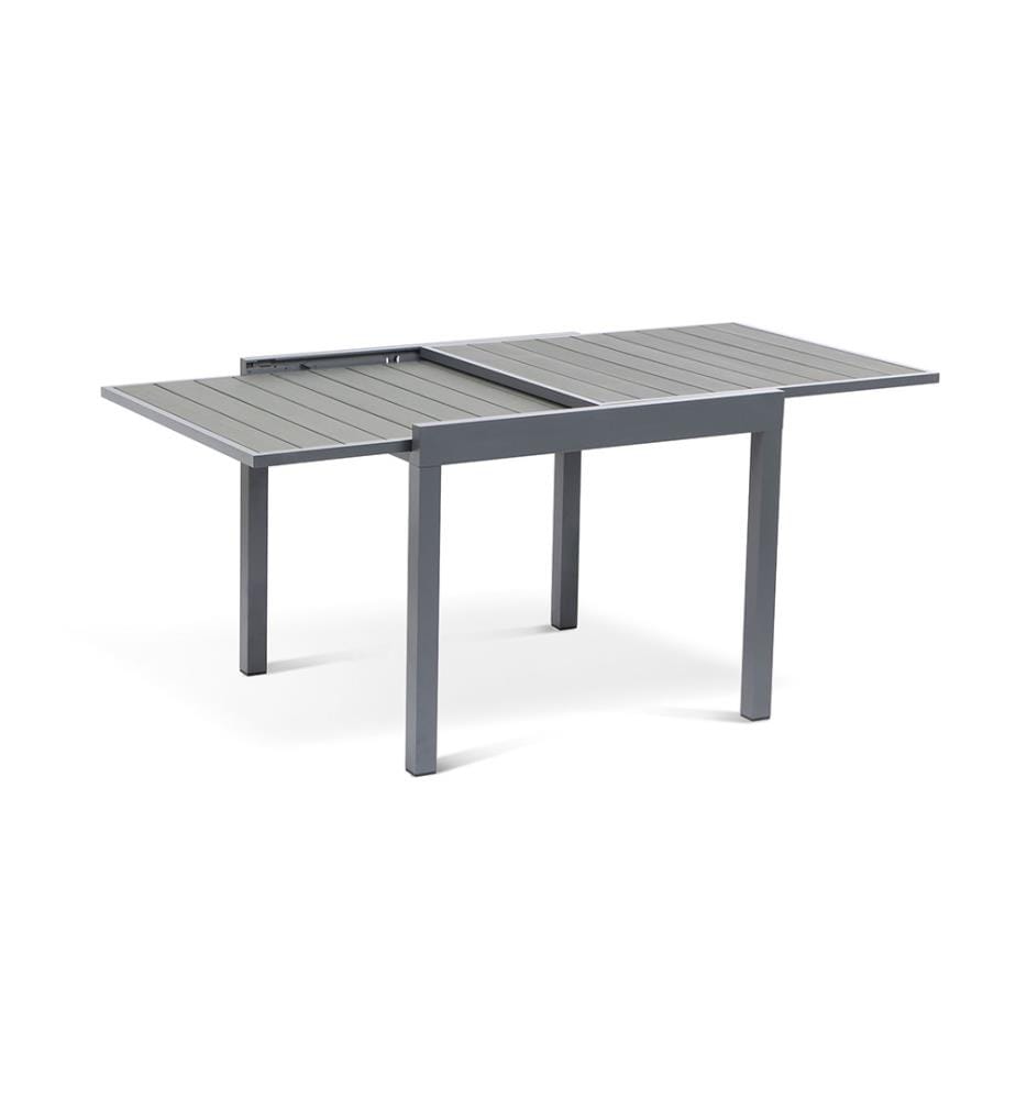 Ausziehbarer Gartentisch aus Polywood - 90-180 cm - Braun und Grau