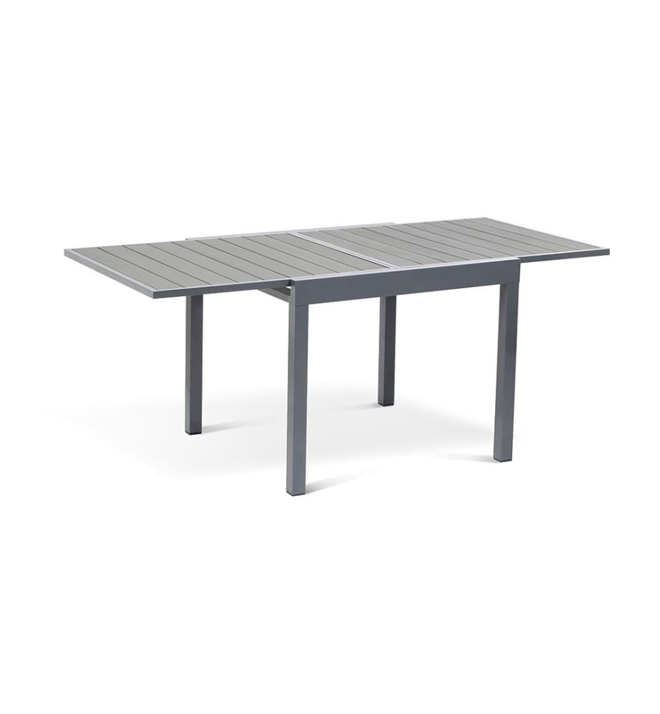 Ausziehbarer Gartentisch aus Polywood - 90-180 cm - Braun und Grau