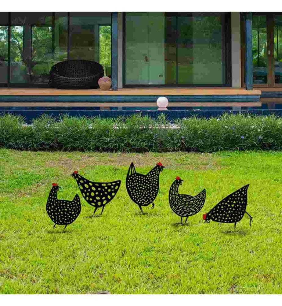 Set d'accessoires décoratifs en métal pour le jardin, noir, métal