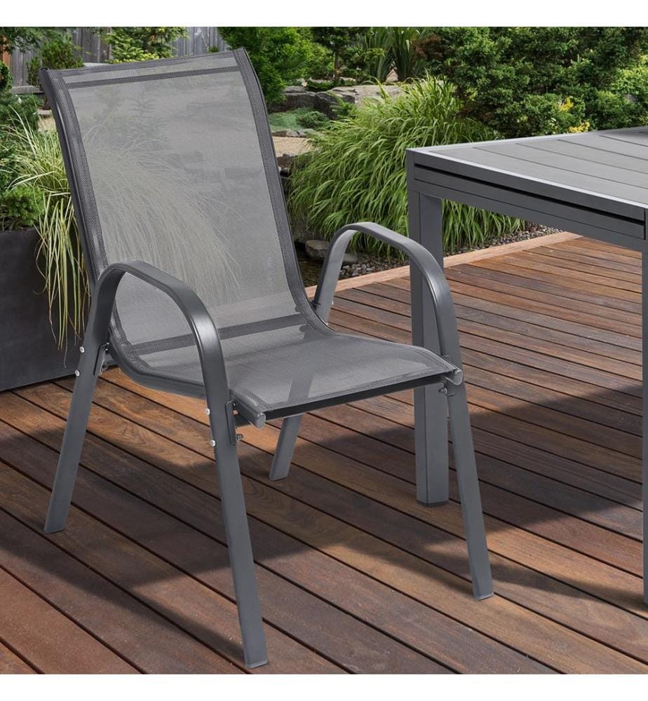 Set aus 4 stapelbaren Gartenstühlen - 50 x 46 x 82 cm - Anthrazitgrau