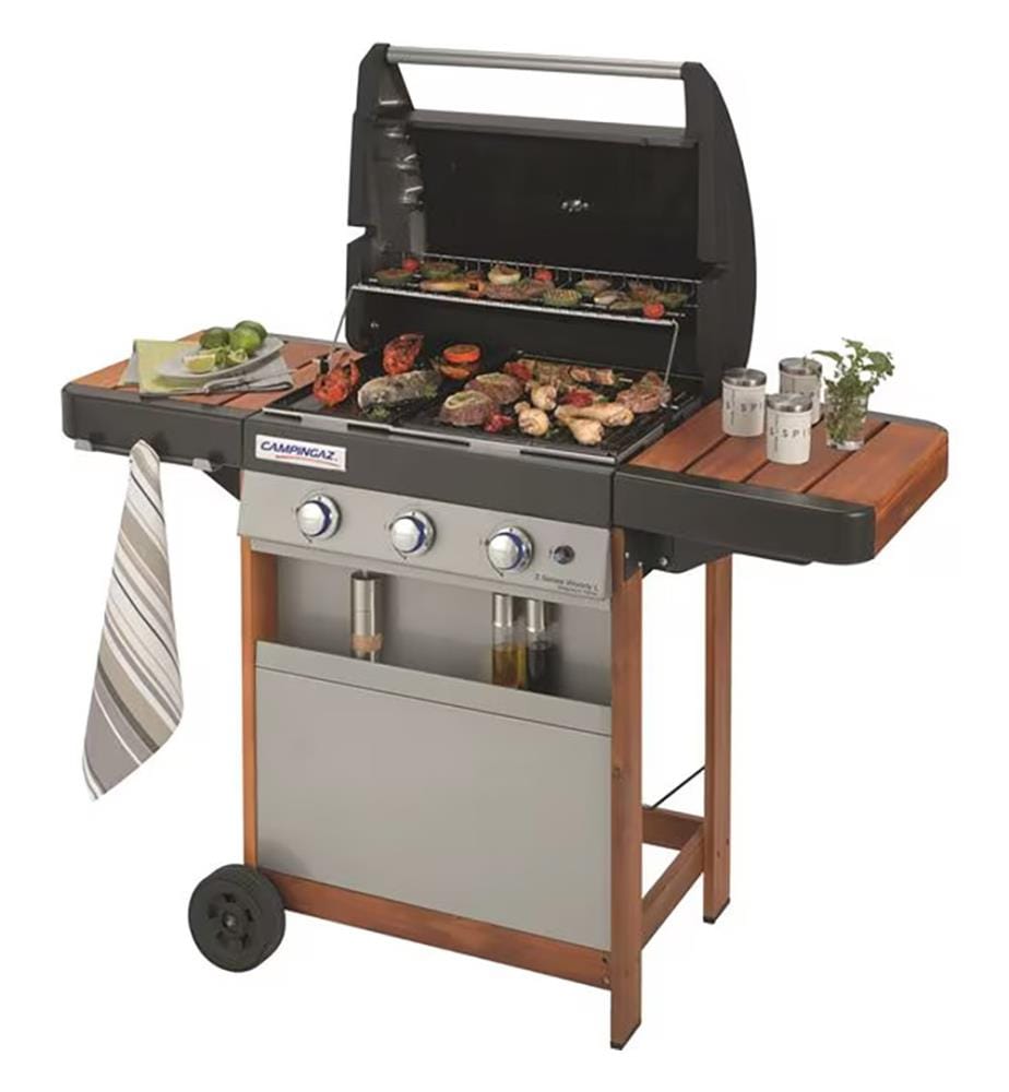Barbecue au gaz BBQ 3 Series Woody L - Argenté et Brun