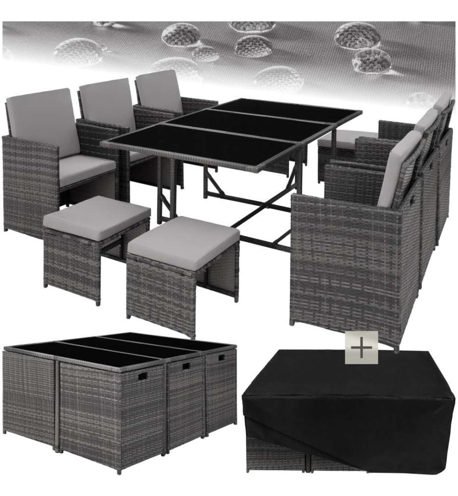 Rattan Sitzgruppe Malaga 641 mit Schutzhülle - grau