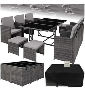 Rattan Sitzgruppe Malaga 641 mit Schutzhülle - grau