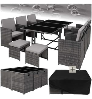 Rattan Sitzgruppe Malaga 641 mit Schutzhülle - grau