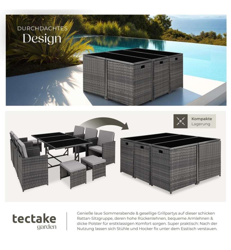 Rattan Sitzgruppe Malaga 641 mit Schutzhülle - grau