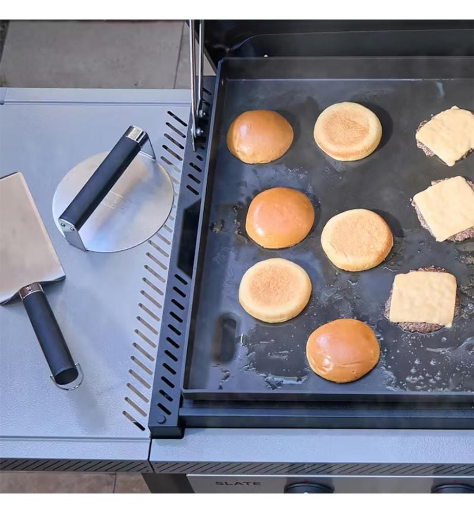Smashed-Burger-Presse für Plancha - Schwarz und Silber