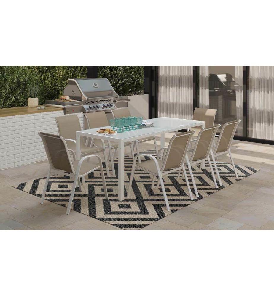 Gartenmöbel Minorca 8-Sitzer - Weiss und Beige