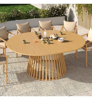 Ausziehbarer runder Gartentisch Hortensia Ø160-200cm - Braun