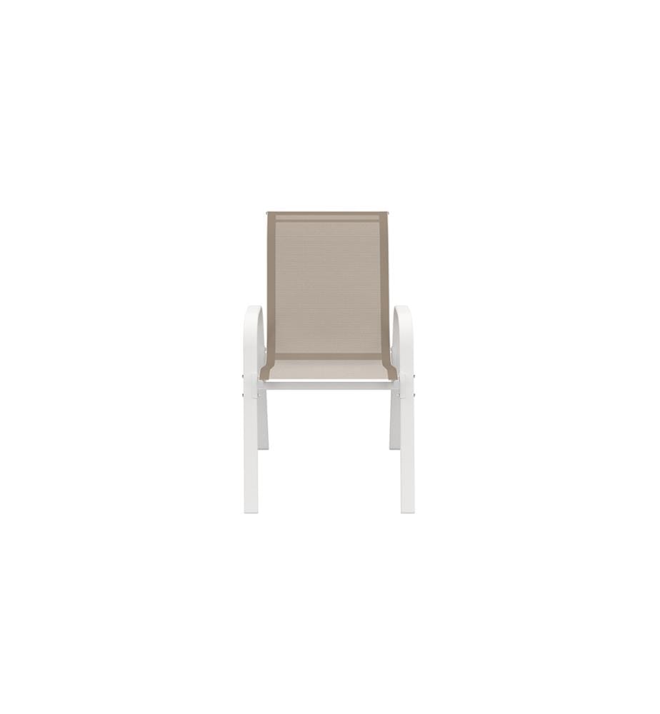 4er-Set stapelbare Gartenstühle aus Textilene - Weiss und Beige