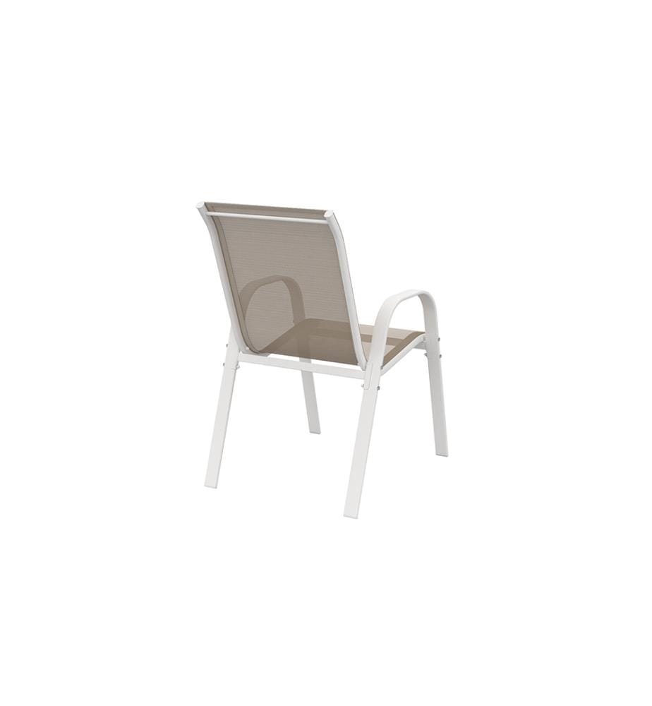 4er-Set stapelbare Gartenstühle aus Textilene - Weiss und Beige