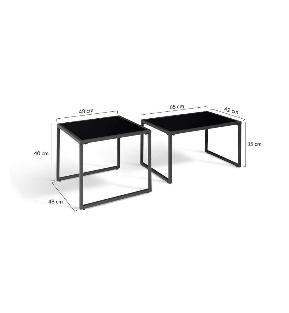 Eck-Gartenmöbel Tropéa 8-Sitzer aus Metall und Tauwerk - Schwarz und Grau