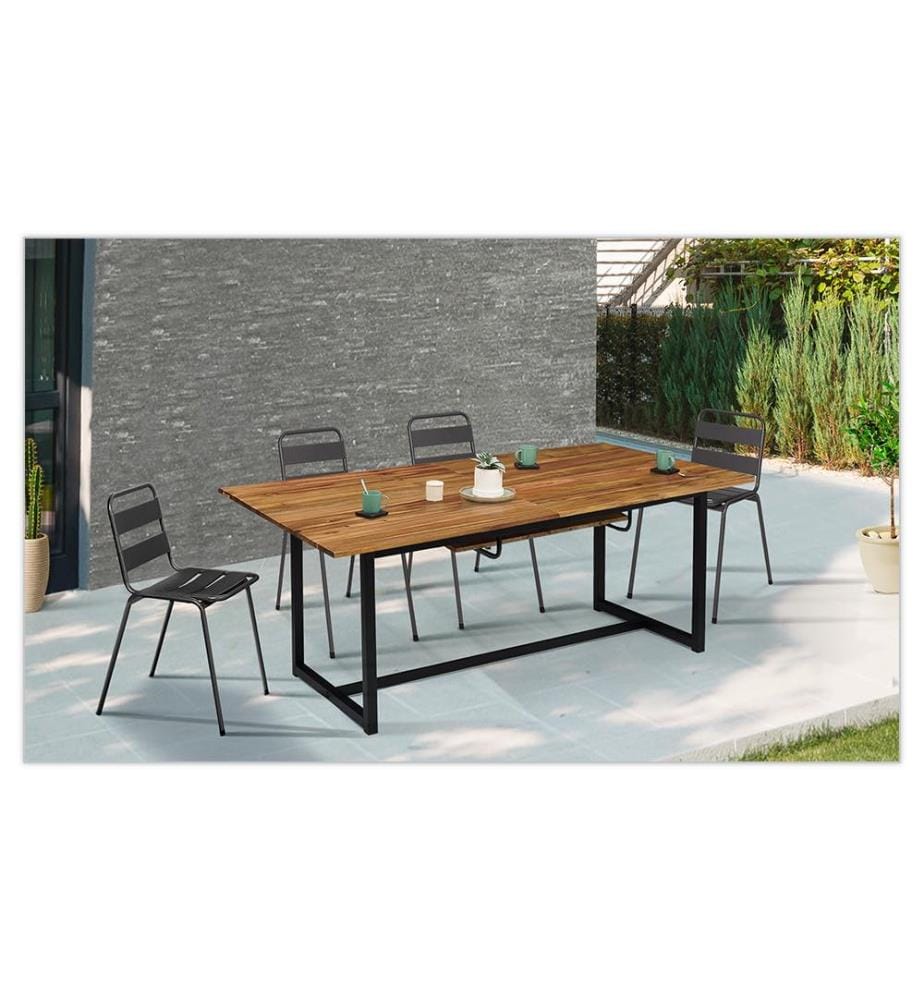 Ausziehbarer Gartentisch Akazie - 160-200 cm - Schwarz und Braun