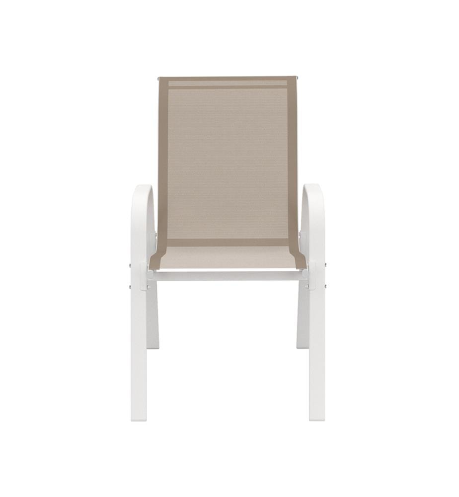 6er-Set stapelbare Gartenstühle - Weiss und Beige