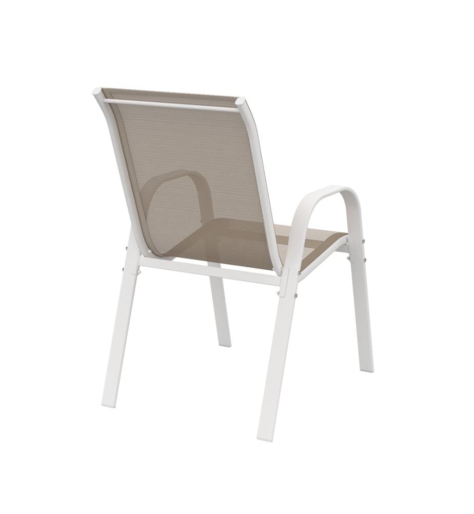 6er-Set stapelbare Gartenstühle - Weiss und Beige