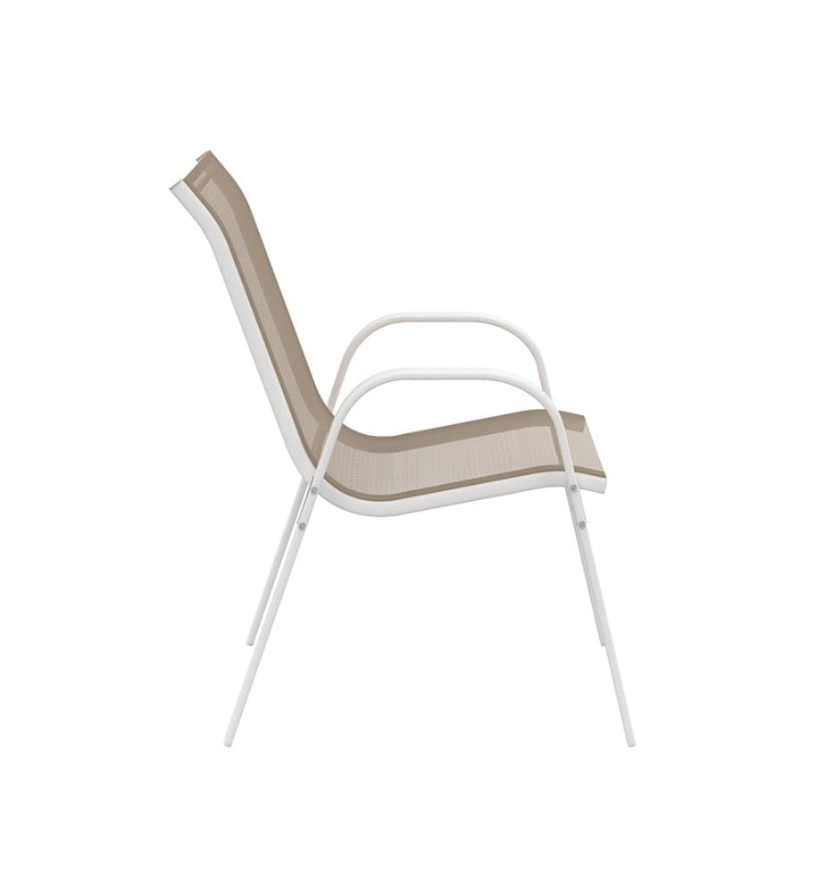 6er-Set stapelbare Gartenstühle - Weiss und Beige