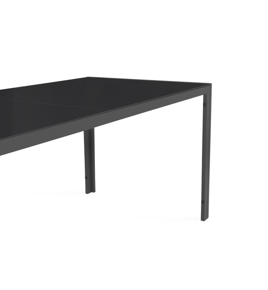 Gartenmöbel aus Textilleder und gehärtetem Glas für 6 Personen Minorca - Schwarz und Silber