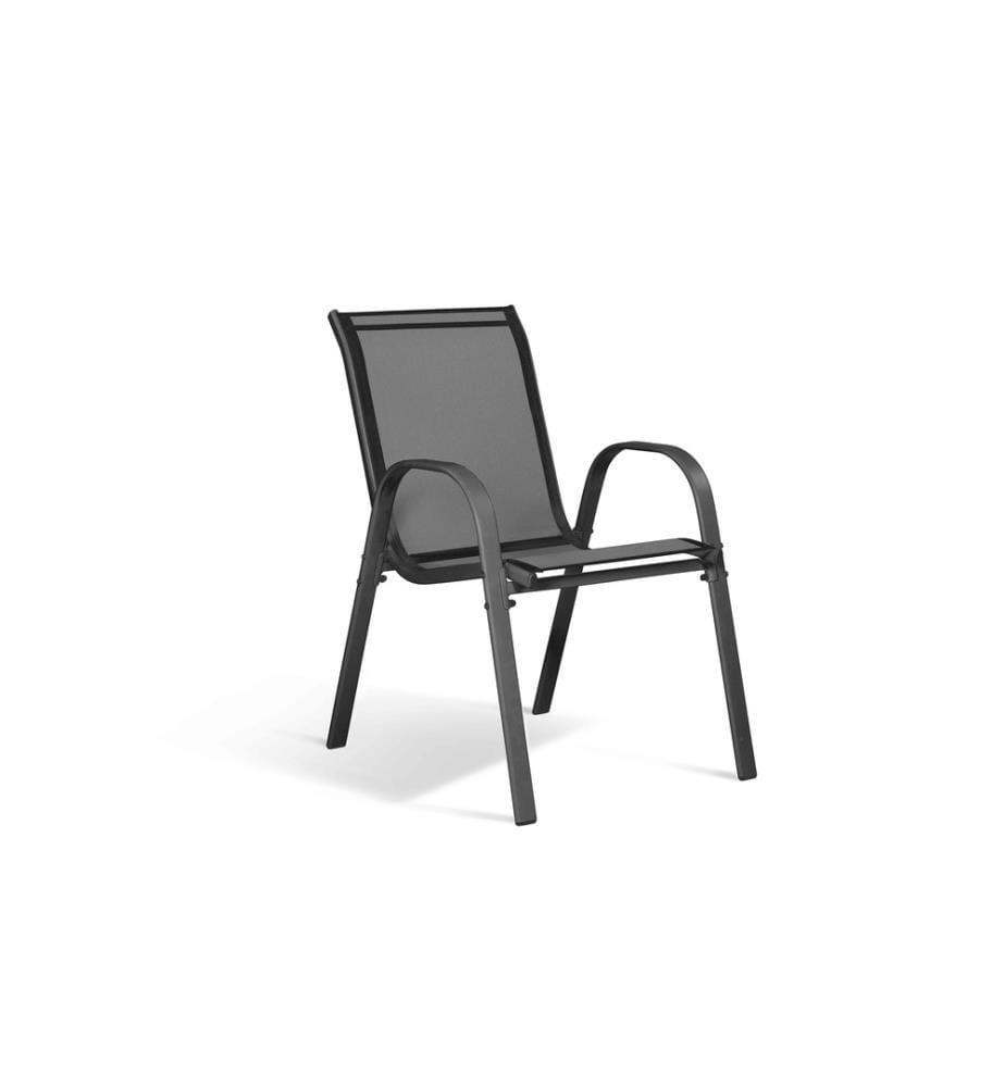 Gartenmöbel aus Textilleder und gehärtetem Glas für 6 Personen Minorca - Schwarz und Silber