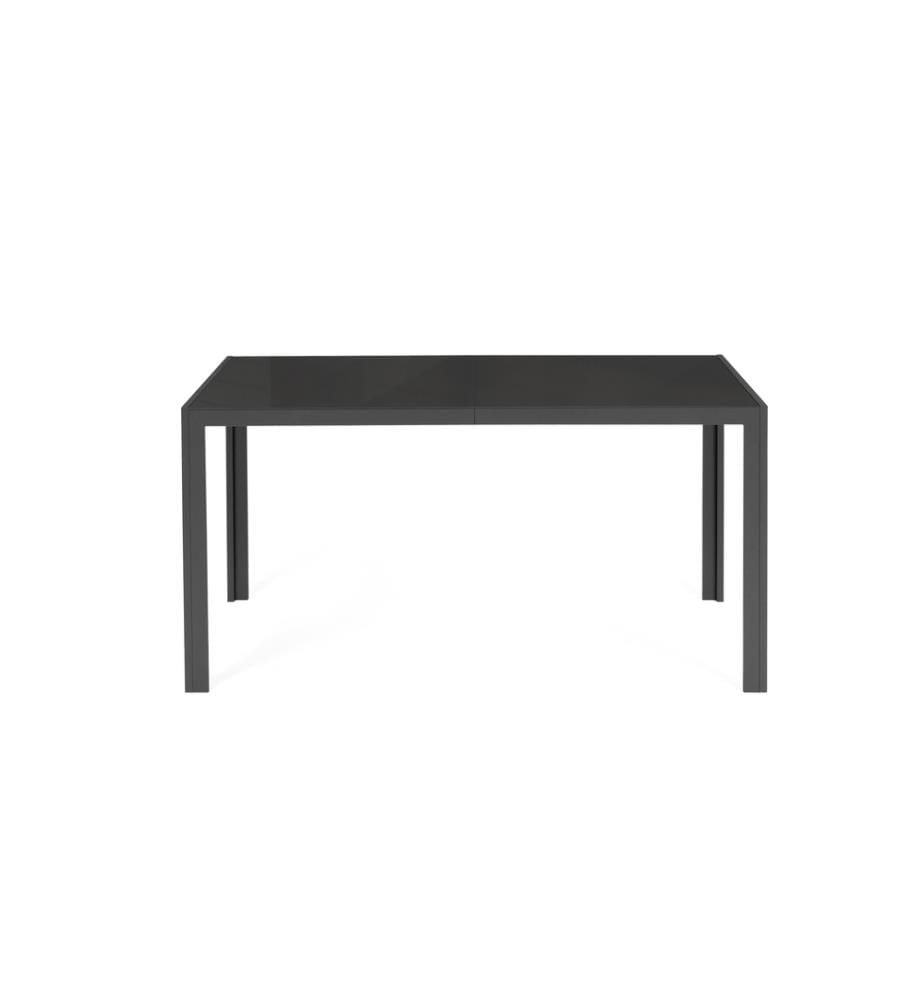 Gartenmöbel aus Textilleder und gehärtetem Glas für 6 Personen Minorca - Schwarz und Silber
