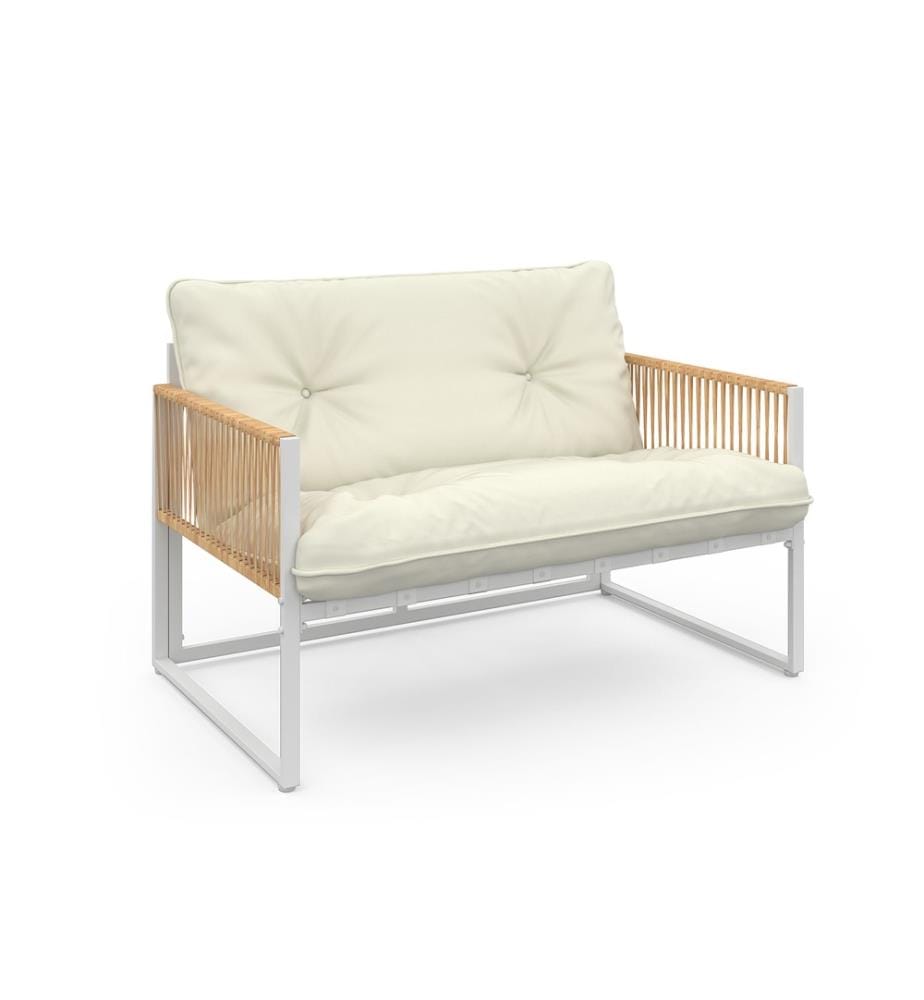 Gartenmöbel Ozéa 4-Sitzer aus Metall - Weiss und Hellbraun