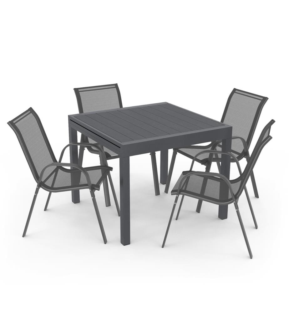 Ausziehbare Gartenmöbel für 8 Personen - Grau