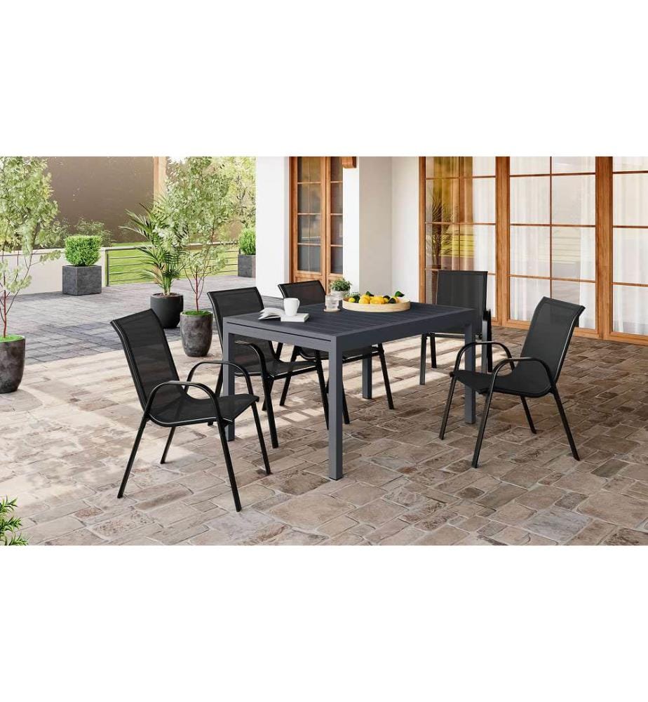 Ausziehbarer Gartentisch Anthrazitgrau - 135-270 cm