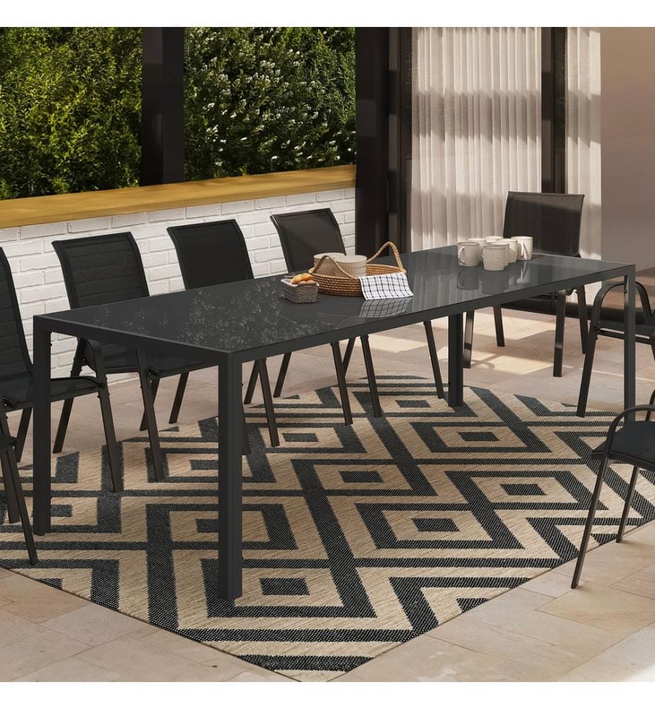 Gartentisch Formentera aus gehärtetem Glas 240 cm