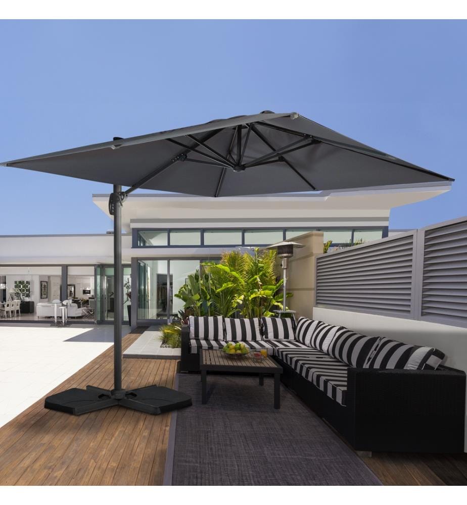 Parasol 360° Carré 3M avec Housse - Anthracite