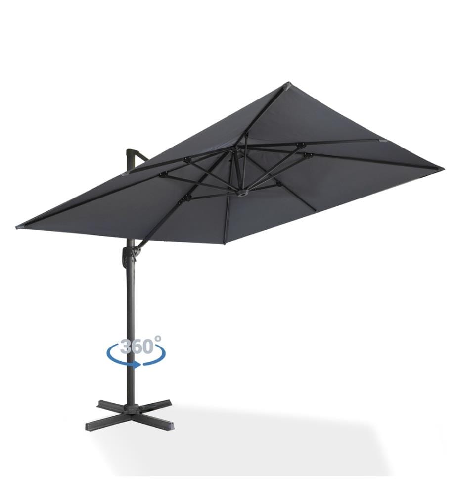 Parasol 360° Carré 3M avec Housse - Anthracite