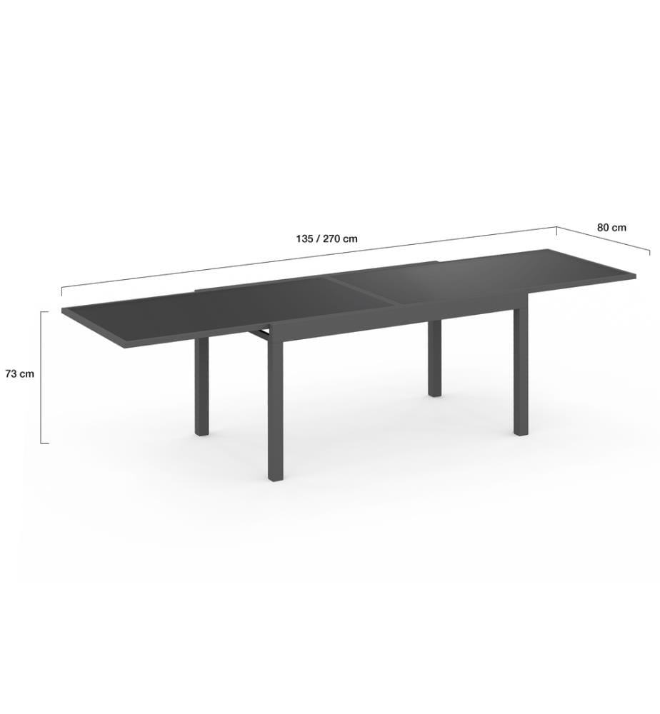 Ausziehbarer Gartentisch 135-270cm - Dunkelgrau