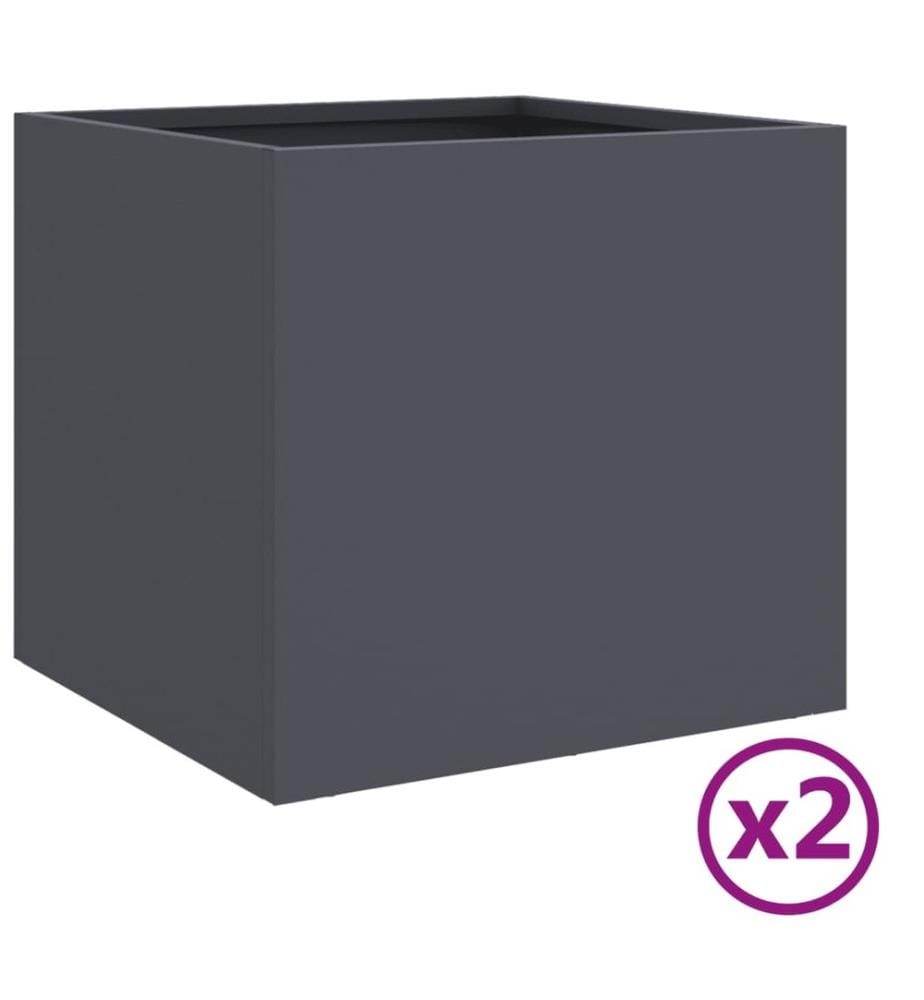 Pflanzkübel 2 Stk. Anthrazit 32x30x29 cm Kaltgewalzter Stahl